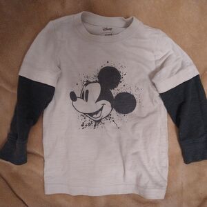 Disney Kids Mickey Mouse Long Sleeve Shirt - White and Black